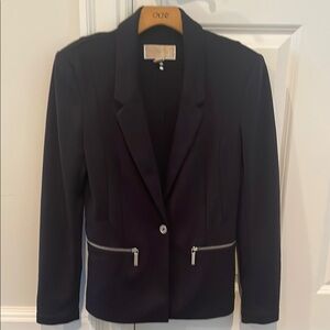 Michael Kors Black Blazer with Notched Lapels and Silver Accents